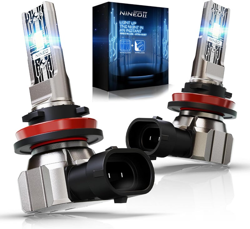 H-11 H-8 FOG BULBS, 300% Brighter Fanless In-Line Bulbs (Pack of 2)